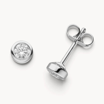 Ohrstecker in Gold &amp; Platin mit Diamant, Zargenfassung