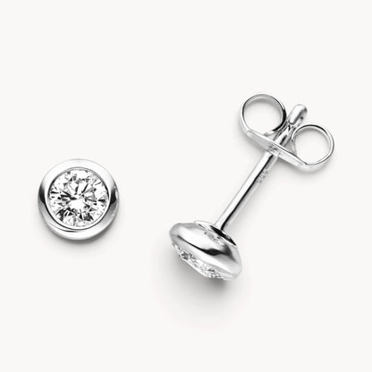Ohrstecker in Gold &amp; Platin mit Diamant, Zargenfassung