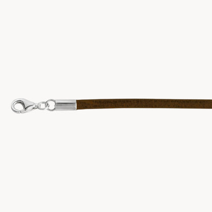 Lederband in Braun mit Schließe in 925er Silber