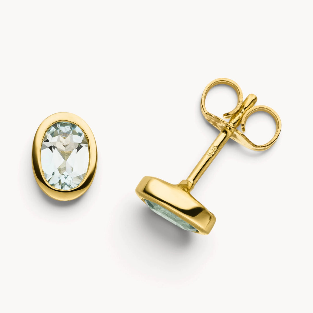 Ohrstecker in 585er Gelbgold mit Aquamarin