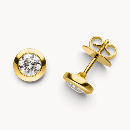 Ohrstecker in Gold &amp; Platin mit Diamant, Zargenfassung