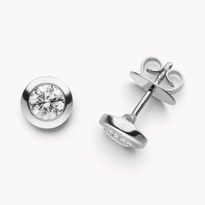Ohrstecker in Gold &amp; Platin mit Diamant, Zargenfassung