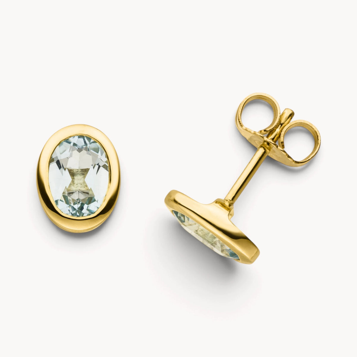 Ohrstecker in 585er Gelbgold mit Aquamarin
