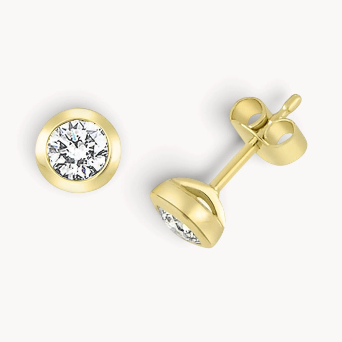 Ohrstecker in Gold &amp; Platin mit Diamant, Zargenfassung