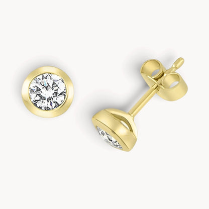 Ohrstecker in Gold &amp; Platin mit Diamant, Zargenfassung