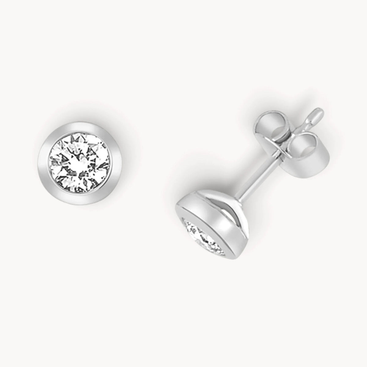 Ohrstecker in Gold &amp; Platin mit Diamant, Zargenfassung
