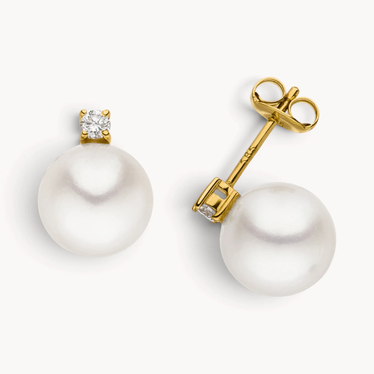 Ohrstecker in 585er Gold mit Zuchtperle &amp; Diamant