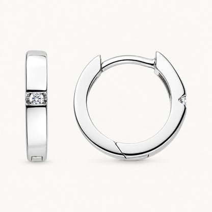 Creole in 925er Silber rhodiniert mit gefärbtem Zirkonia – weiß