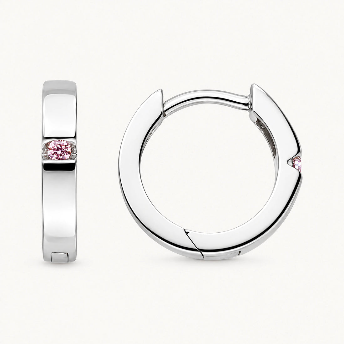 Creole in 925er Silber rhodiniert mit gefärbtem Zirkonia – rosa
