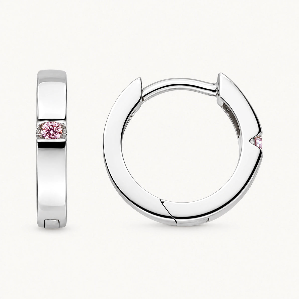 Creole in 925er Silber rhodiniert mit gefärbtem Zirkonia – rosa