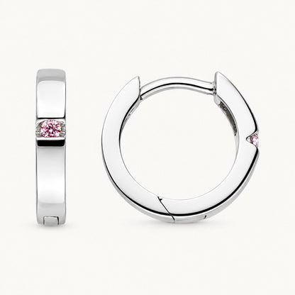 Creole in 925er Silber rhodiniert mit gefärbtem Zirkonia – rosa