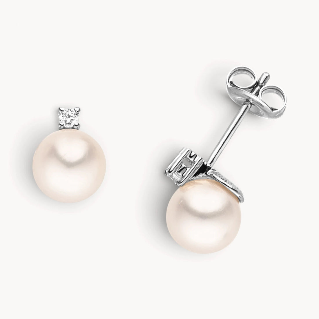 Ohrstecker in 585er Gold mit Zuchtperle &amp; Diamant