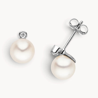 Ohrstecker in 585er Gold mit Zuchtperle &amp; Diamant
