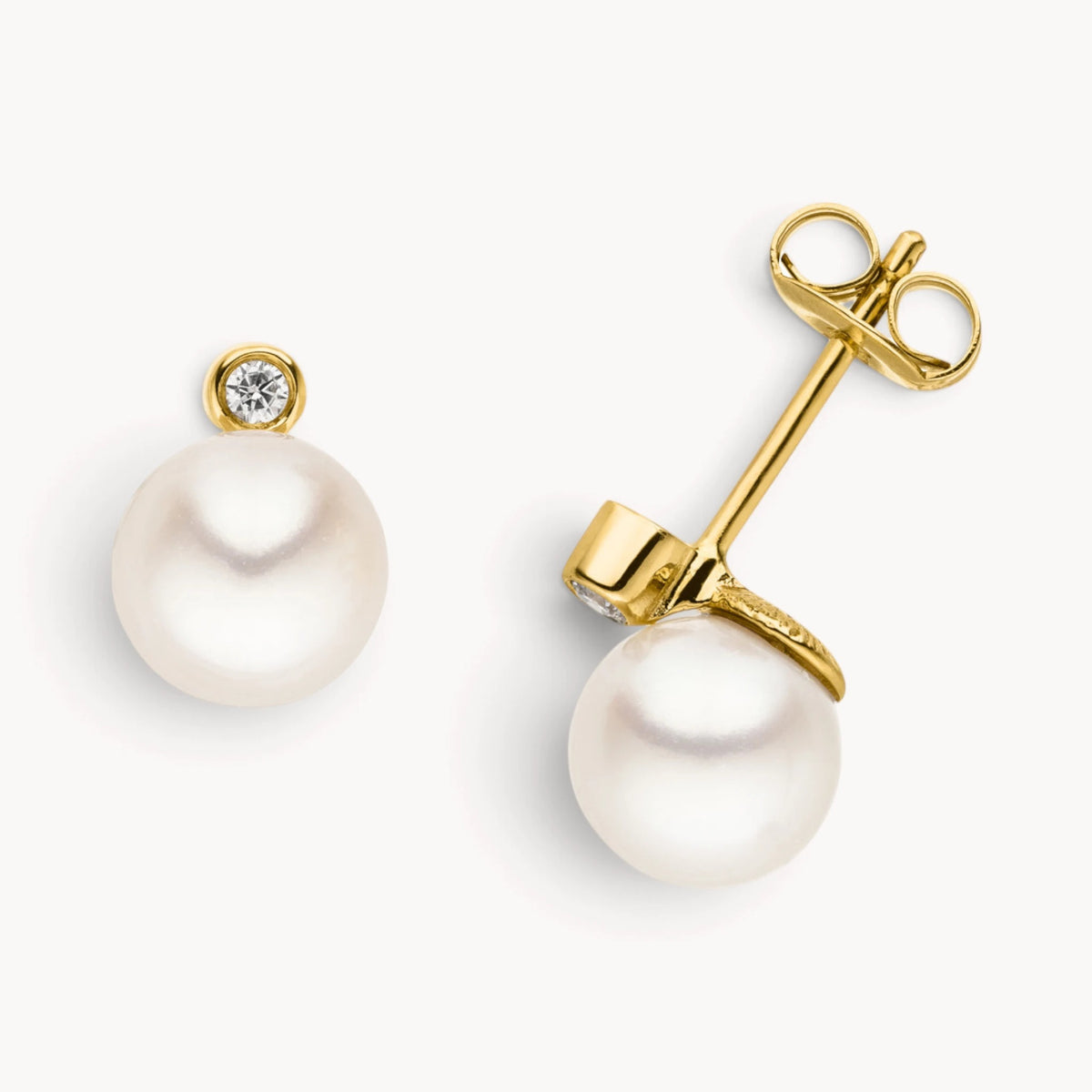 Ohrstecker in 585er Gold mit Zuchtperle &amp; Diamant