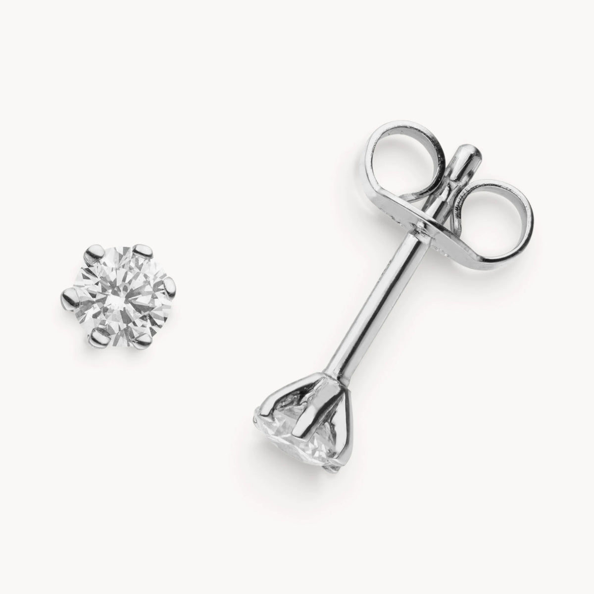 Ohrstecker in Gold &amp; Platin mit Diamant, 6er-Krappenfassung