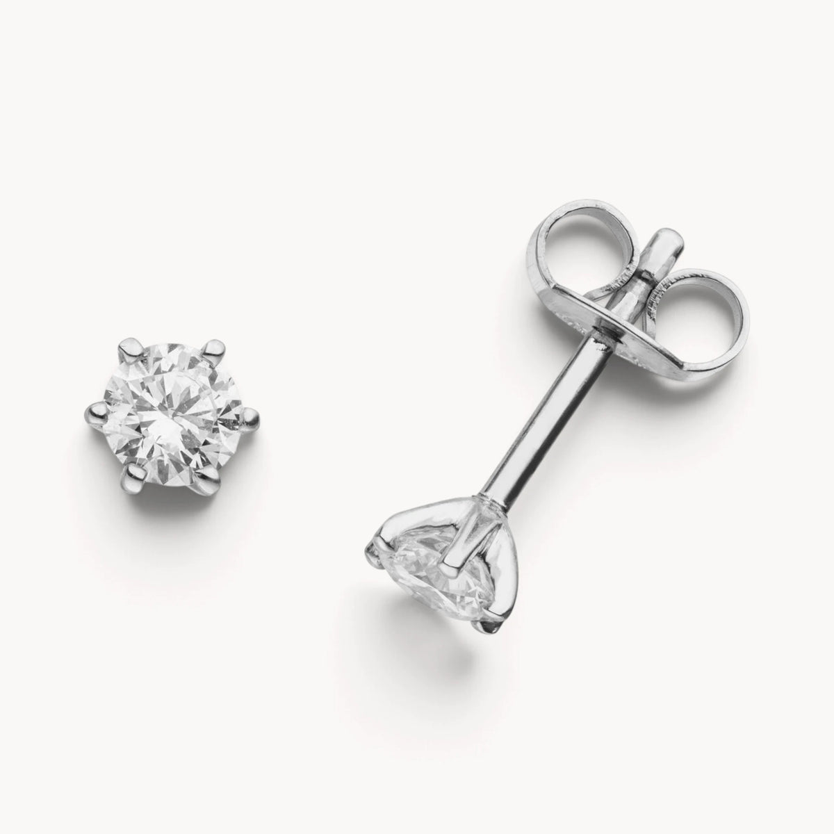 Ohrstecker in Gold &amp; Platin mit Diamant, 6er-Krappenfassung