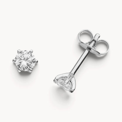 Ohrstecker in Gold &amp; Platin mit Diamant, 6er-Krappenfassung