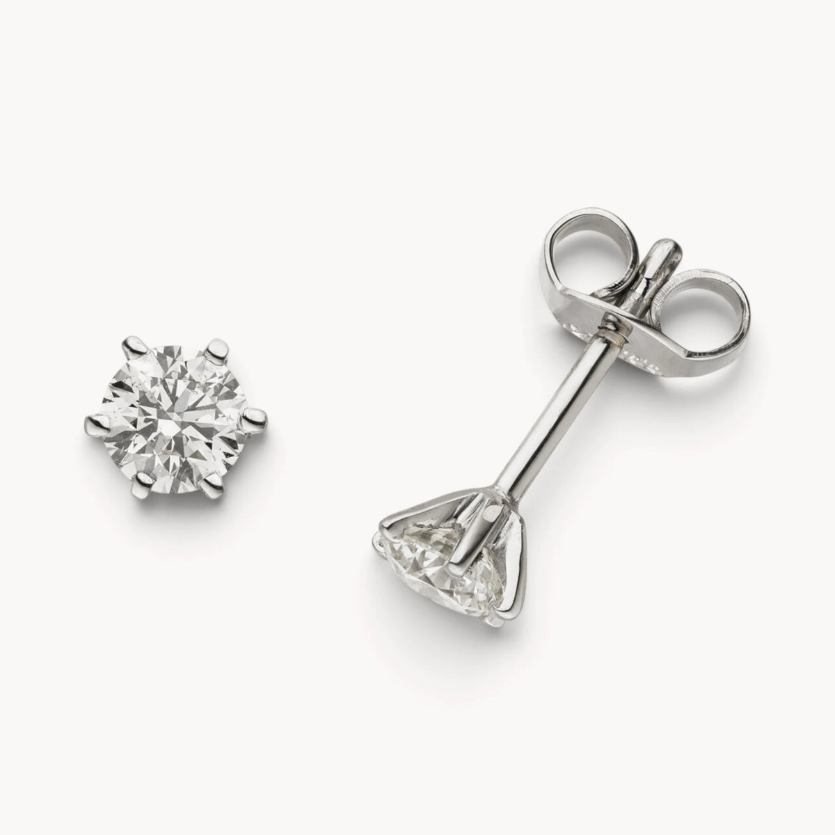Ohrstecker in Gold &amp; Platin mit Diamant, 6er-Krappenfassung