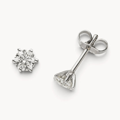 Ohrstecker in Gold &amp; Platin mit Diamant, 6er-Krappenfassung