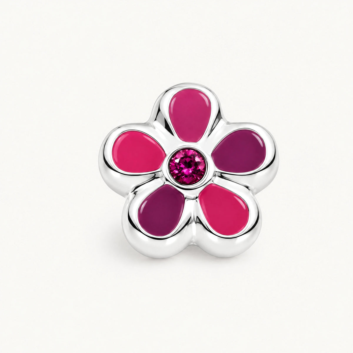 Ohrstecker „Blume“ in 925er Silber mit Glasstein – pink