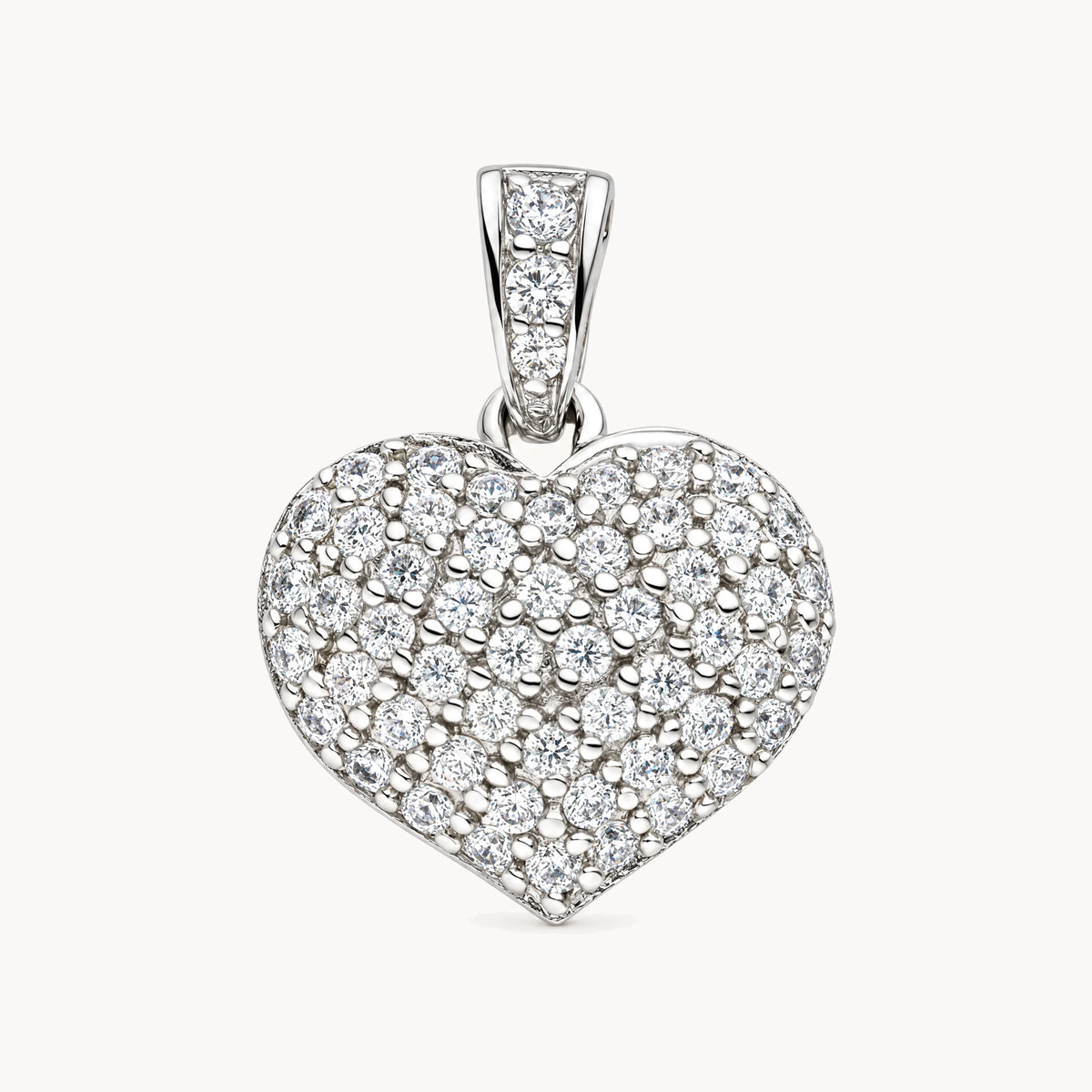 Herzanhänger in 925er Silber rhodiniert mit Zirkonia