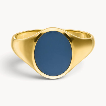 Herrenring in 585er Gelbgold mit Lagenstein oder Onyx