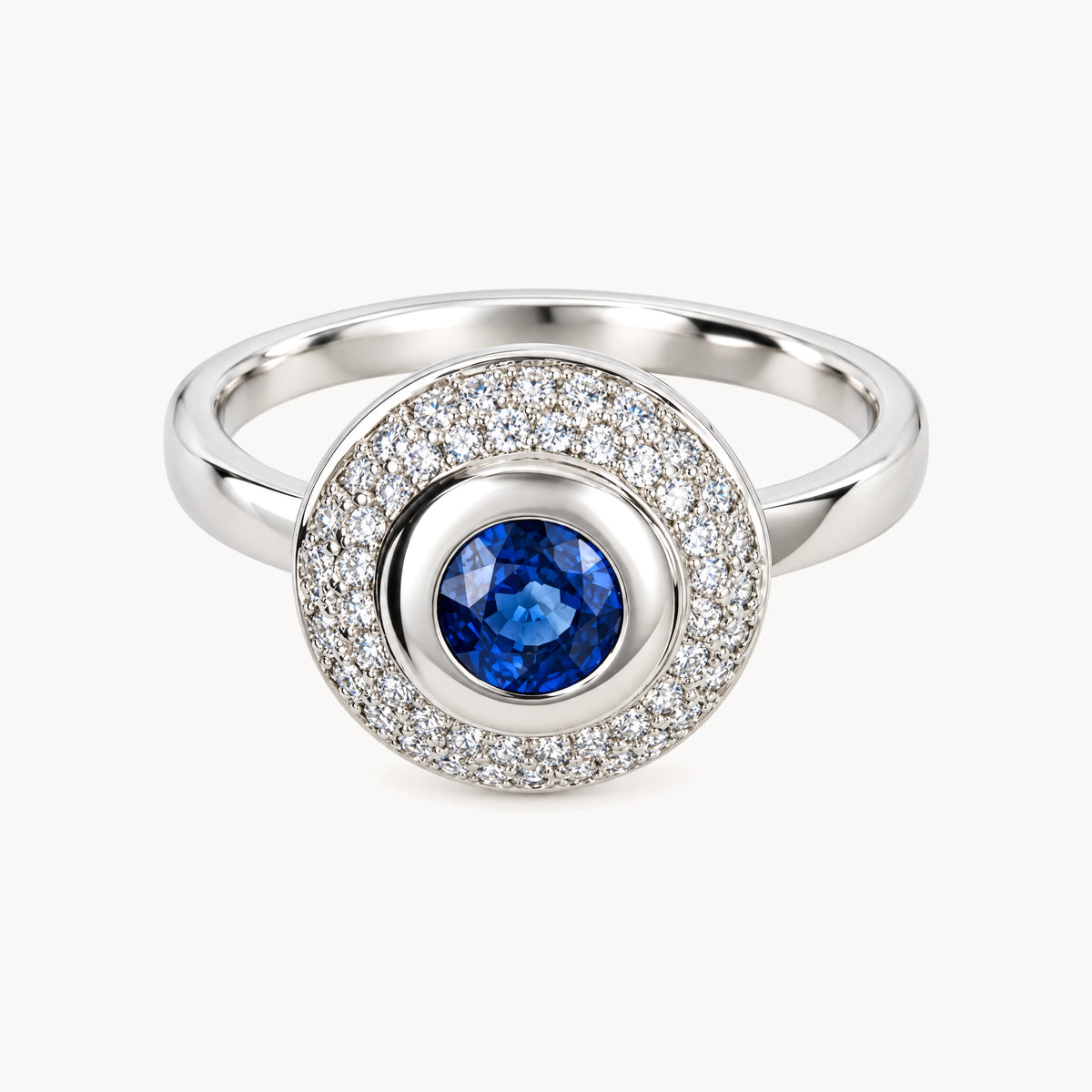Ring in 585er Palladium-Weißgold mit Diamant &amp; Saphir