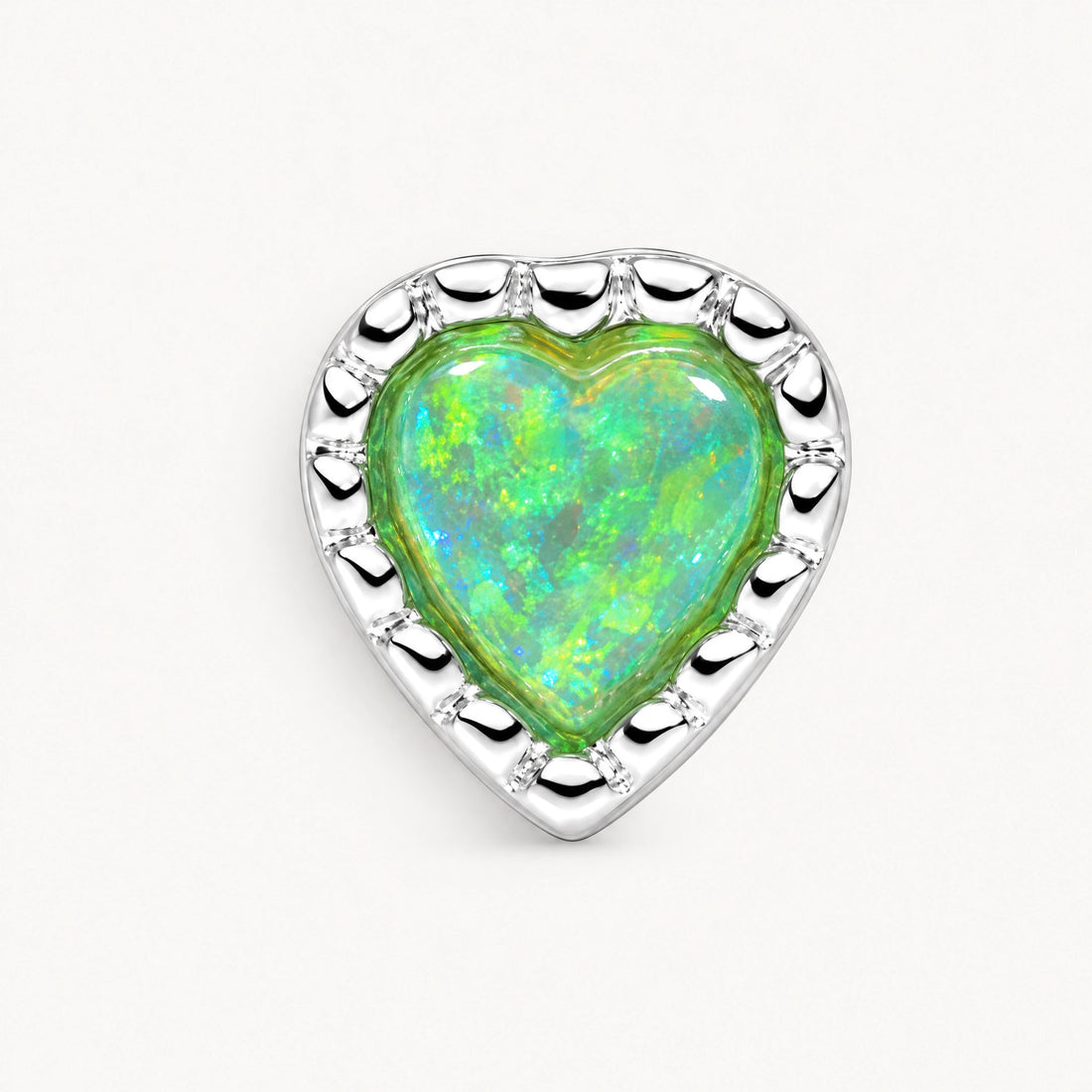 Ohrstecker „Herz“ in 925er Silber mit synthetischem Opal &amp; Zirkonia – grün