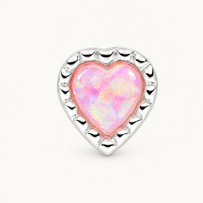 Ohrstecker „Herz“ in 925er Silber mit synthetischem Opal &amp; Zirkonia – rosa