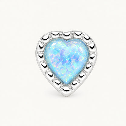 Ohrstecker „Herz“ in 925er Silber mit synthetischem Opal &amp; Zirkonia – blau