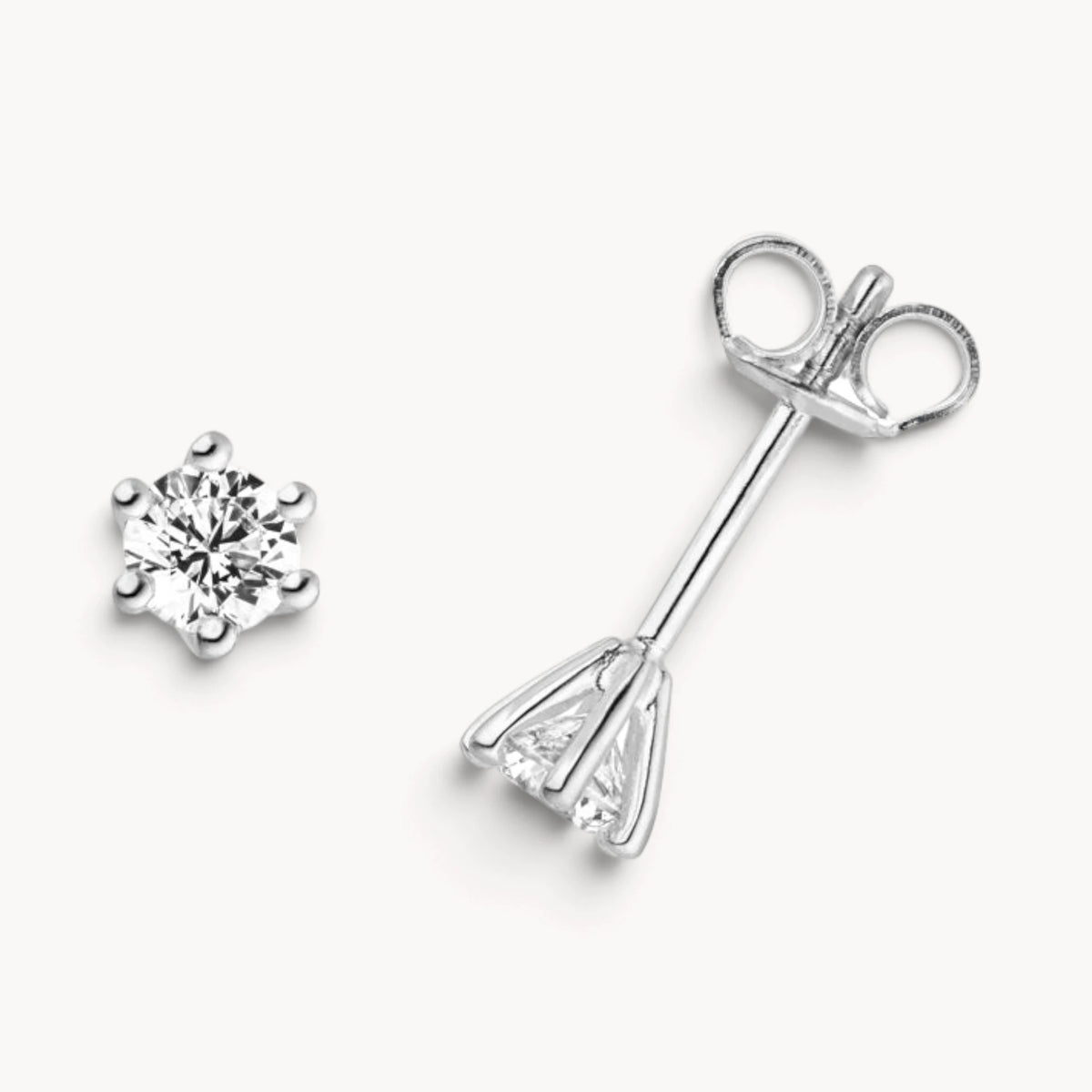 Ohrstecker in 925er Silber mit Zirkonia, 6er-Krappenfassung