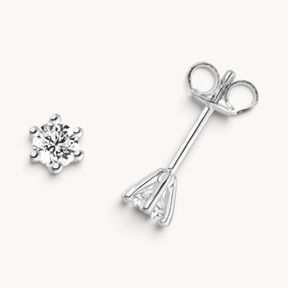 Ohrstecker in 925er Silber mit Zirkonia, 6er-Krappenfassung