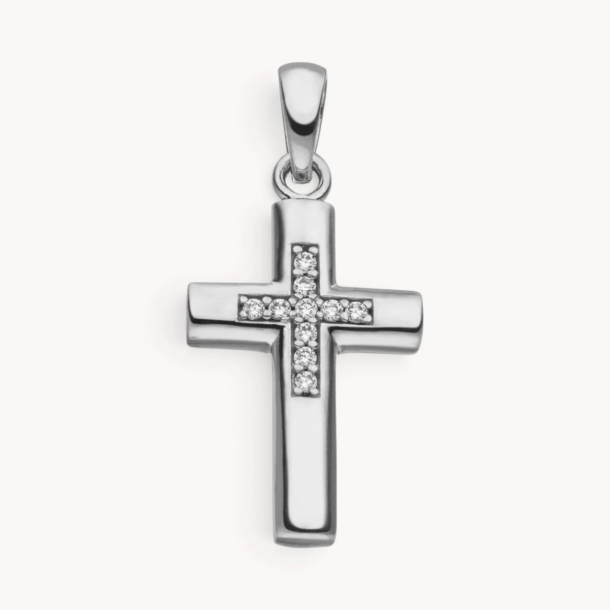 Kreuzanhänger in Gold &amp; Silber mit Zirkonia oder Diamant