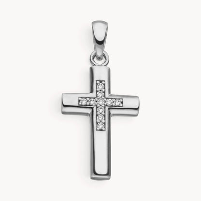Kreuzanhänger in Gold &amp; Silber mit Zirkonia oder Diamant