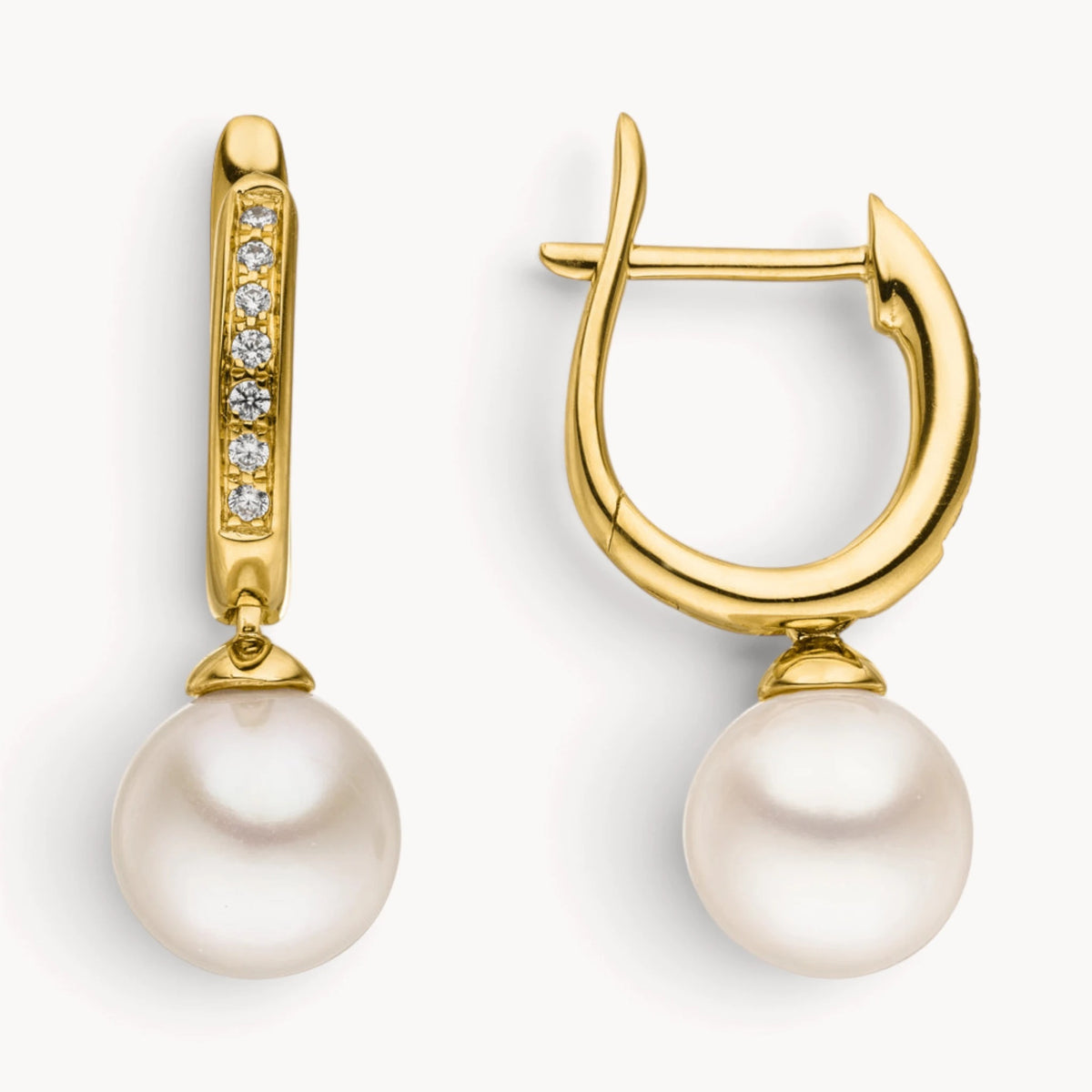 Creole in Gold &amp; Silber mit Zuchtperle &amp; Zirkonia oder Diamant