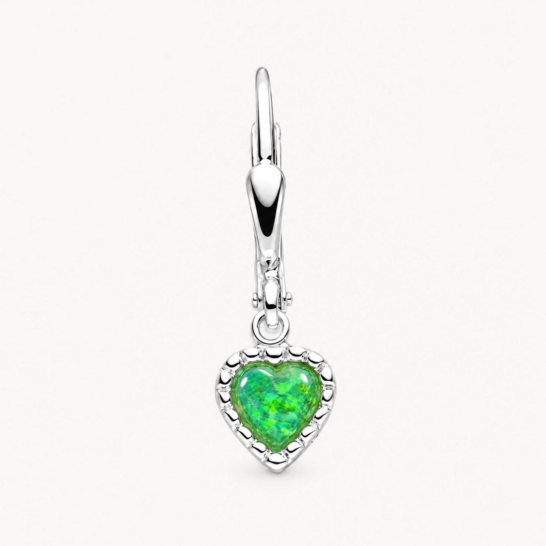 Ohrhänger „Herz“ in 925er Silber mit synthetischem Opal &amp; Zirkonia – grün