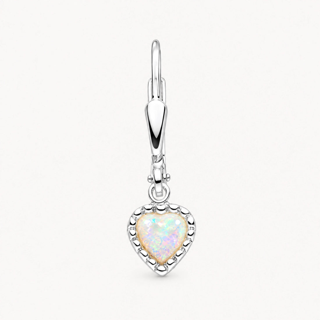 Ohrhänger „Herz“ in 925er Silber mit synthetischem Opal &amp; Zirkonia – weiß