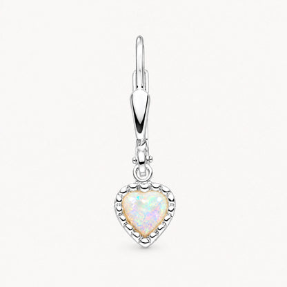 Ohrhänger „Herz“ in 925er Silber mit synthetischem Opal &amp; Zirkonia – weiß