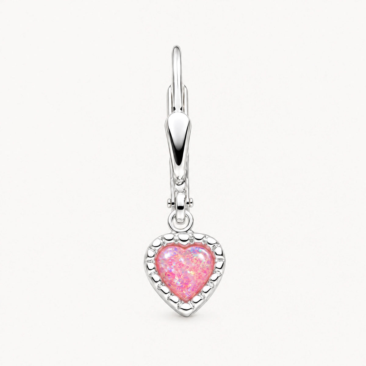 Ohrhänger „Herz“ in 925er Silber mit synthetischem Opal &amp; Zirkonia – rosa