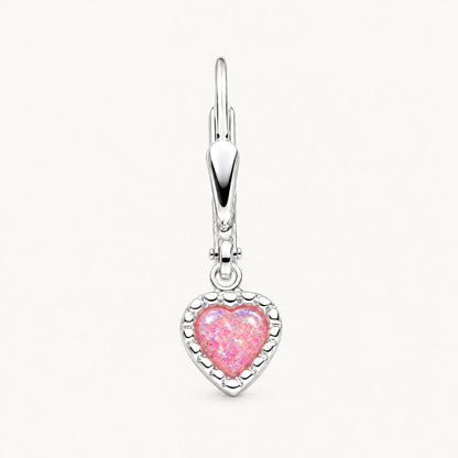 Ohrhänger „Herz“ in 925er Silber mit synthetischem Opal &amp; Zirkonia – rosa