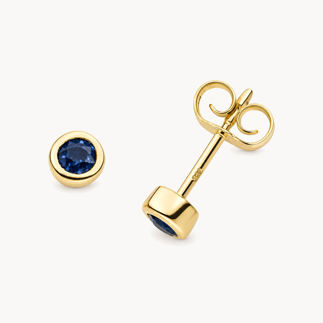 Ohrstecker in 333er Gelbgold mit Saphir