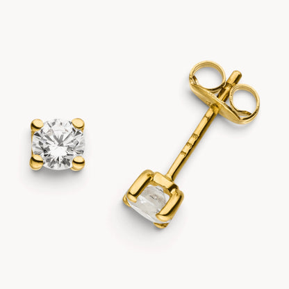 Ohrstecker in Gold mit Zirkonia, 4er-Krappenfassung