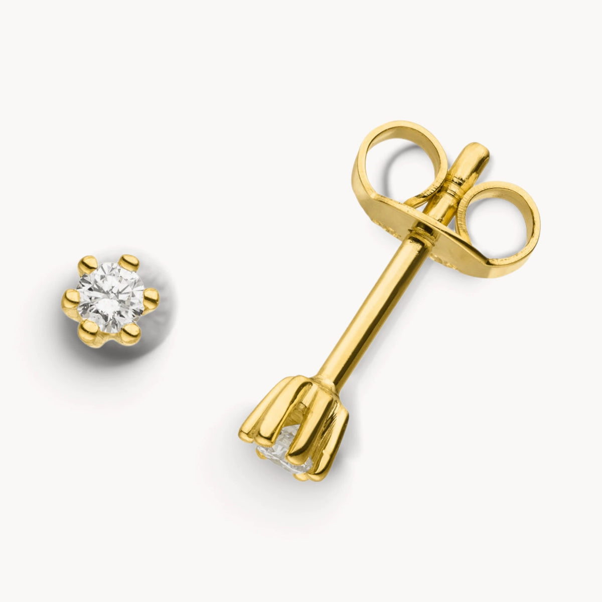 Ohrstecker in Gold &amp; Platin mit Diamant, 6er-Krappenfassung