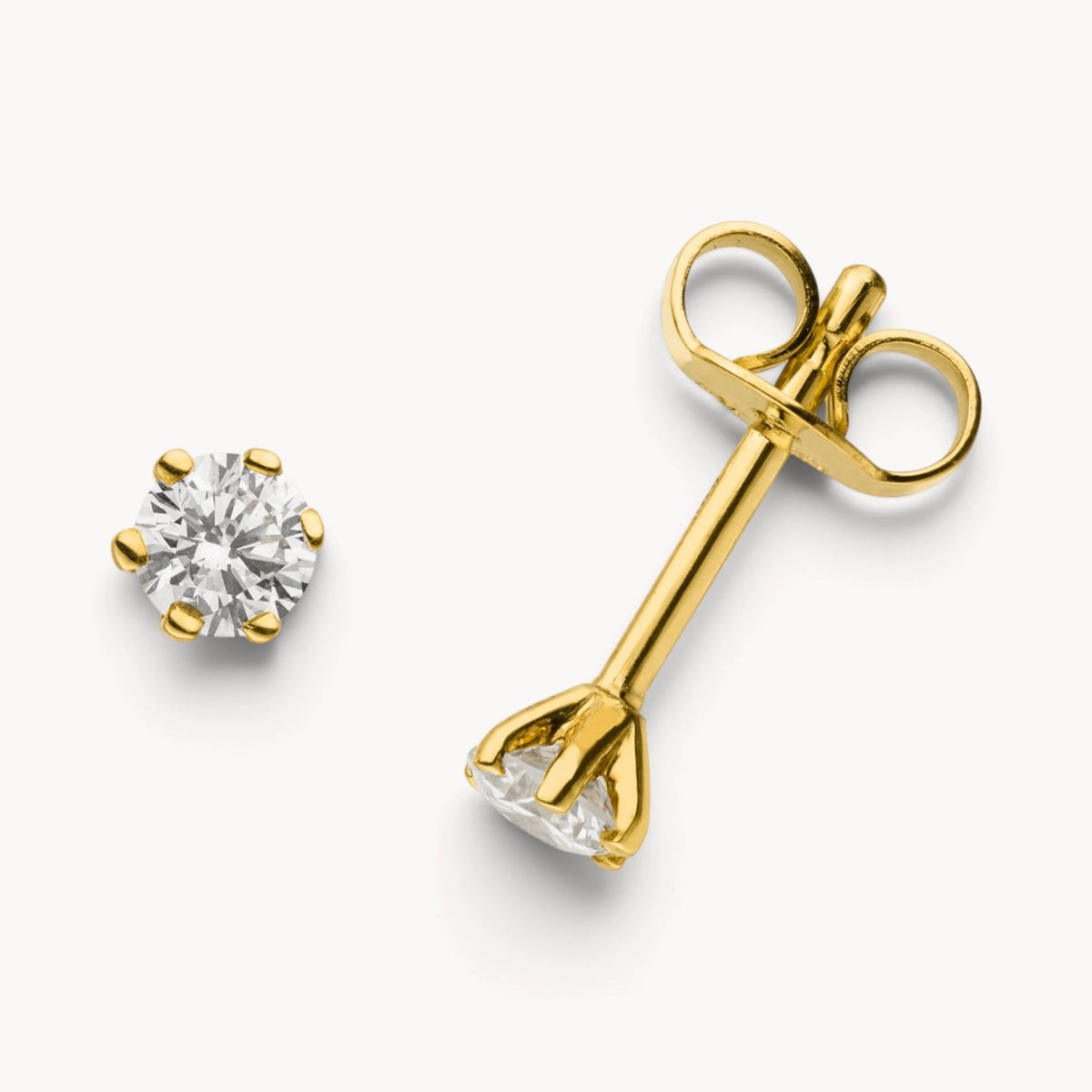 Ohrstecker in Gold &amp; Platin mit Diamant, 6er-Krappenfassung