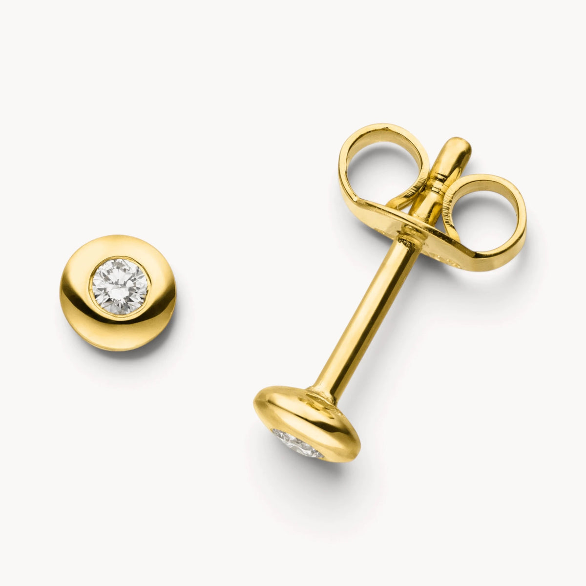 Ohrstecker in 585er Gold mit Diamant, Zargenfassung