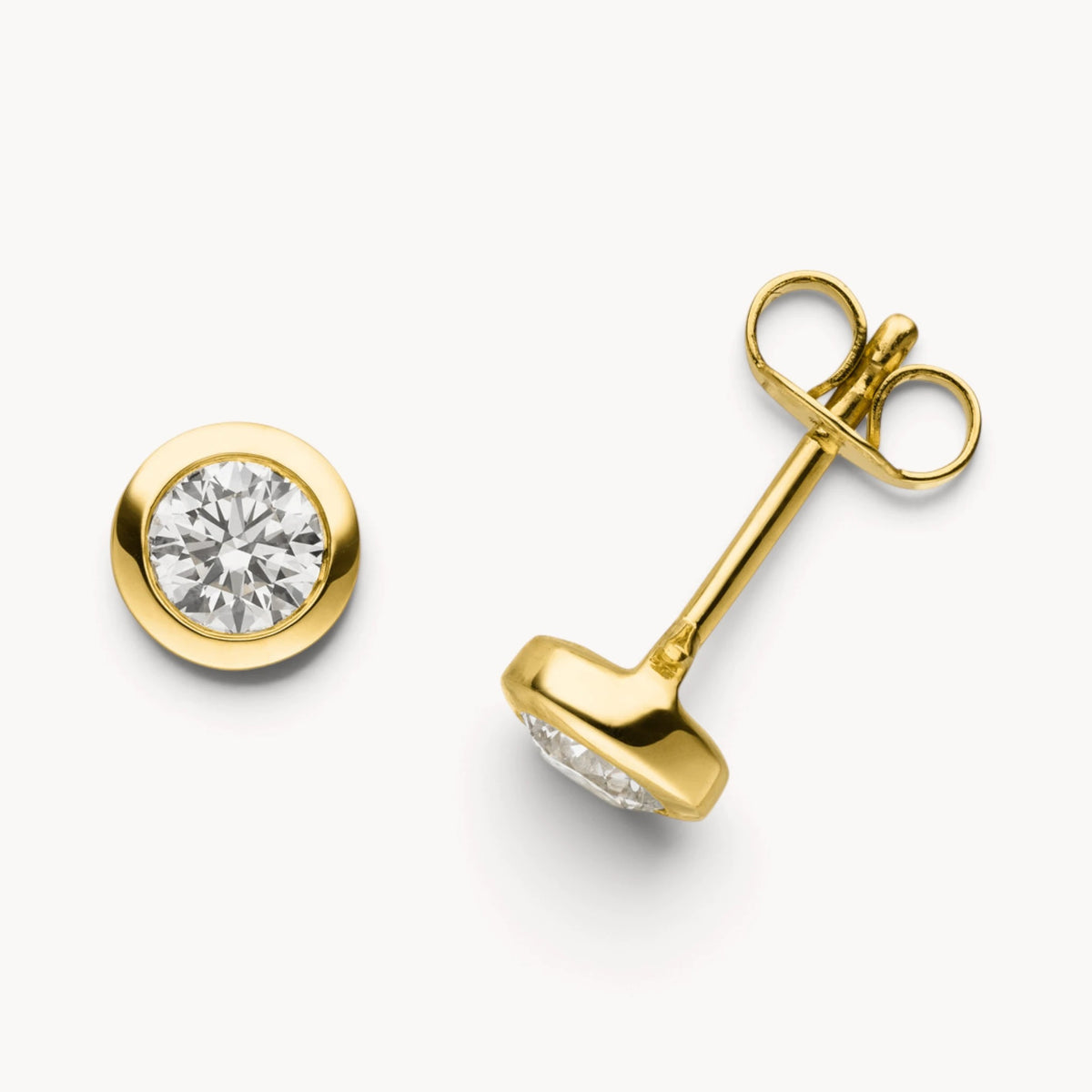 Ohrstecker in Gold &amp; Platin mit Diamant, Zargenfassung