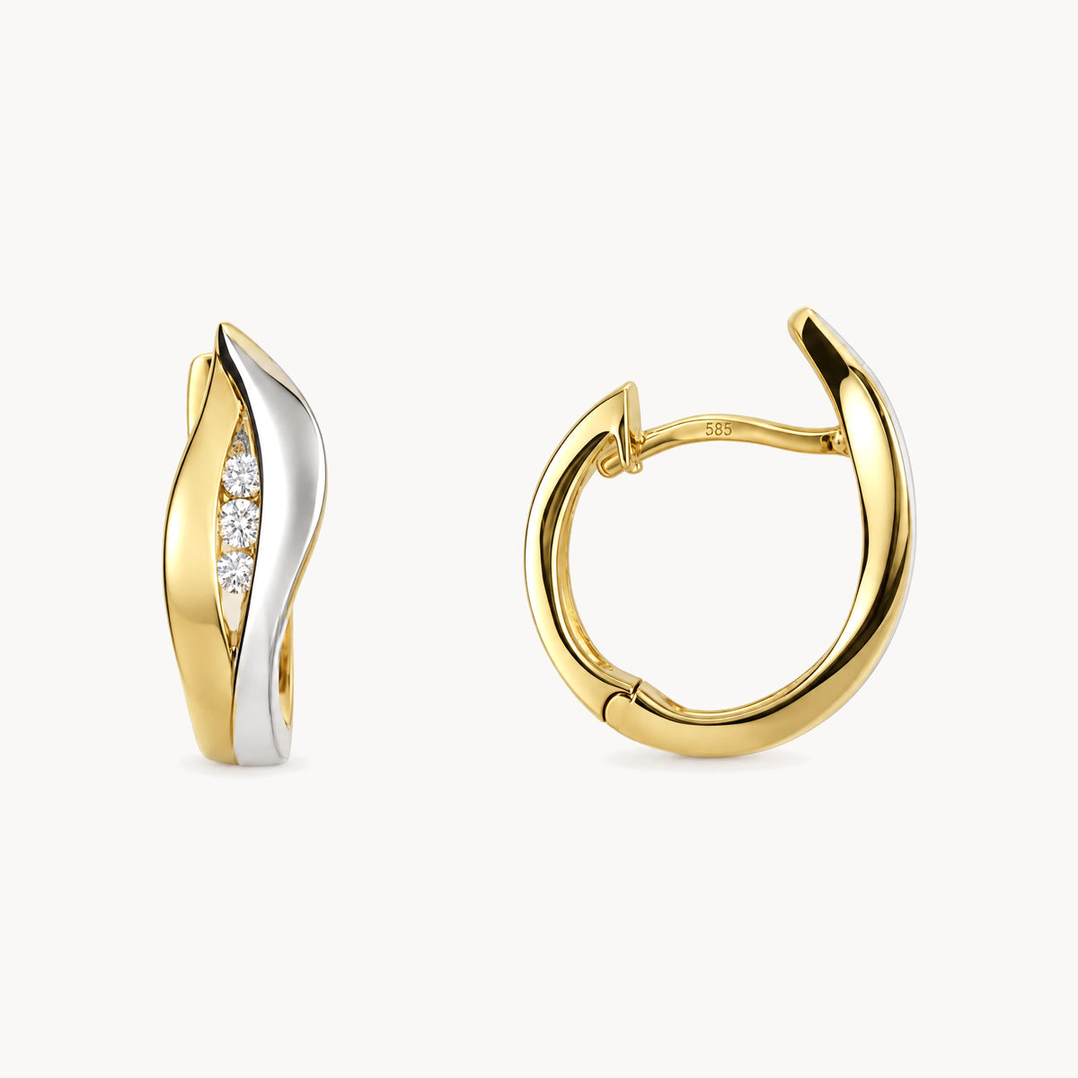 Creole in 585er Gelbgold mit Diamant