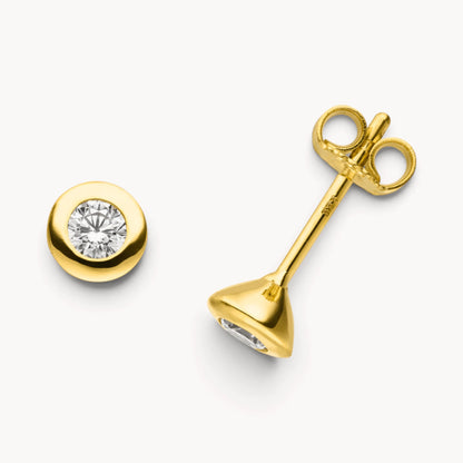 Ohrstecker in Gold mit Zirkonia, Zargenfassung