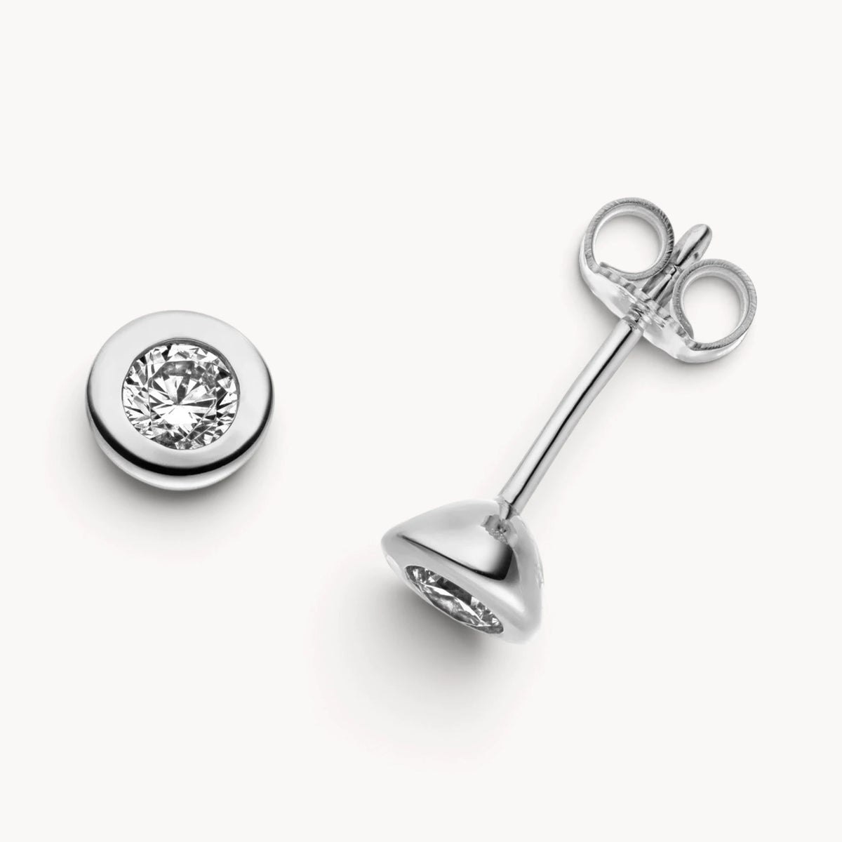 Ohrstecker in Gold mit Zirkonia, Zargenfassung