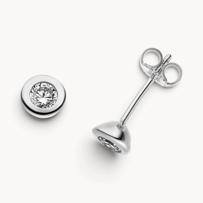 Ohrstecker in Gold mit Zirkonia, Zargenfassung